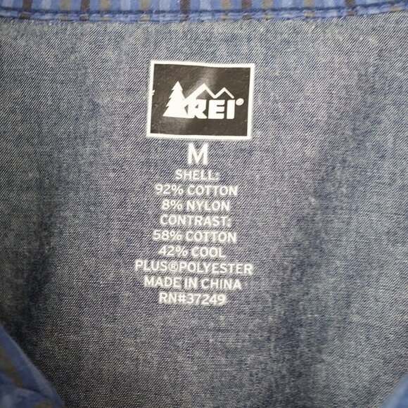 REI Mens Blue Short Sleeve Button Up Shirt Size M Striped Outdoor Lightweight - Picture 3 of 7